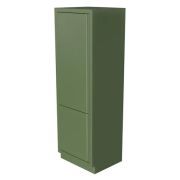 Колонна встраиваемого 2-х секционного холодильника с фасадами зеленая