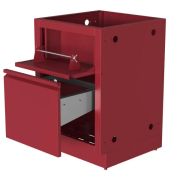 Тумба для мусора с держателем для бумажных полотенец красная