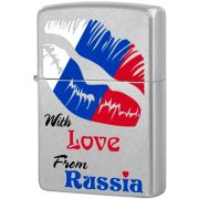 Зажигалка ZIPPO Из России с любовью, с покрытием Satin Chrome™205